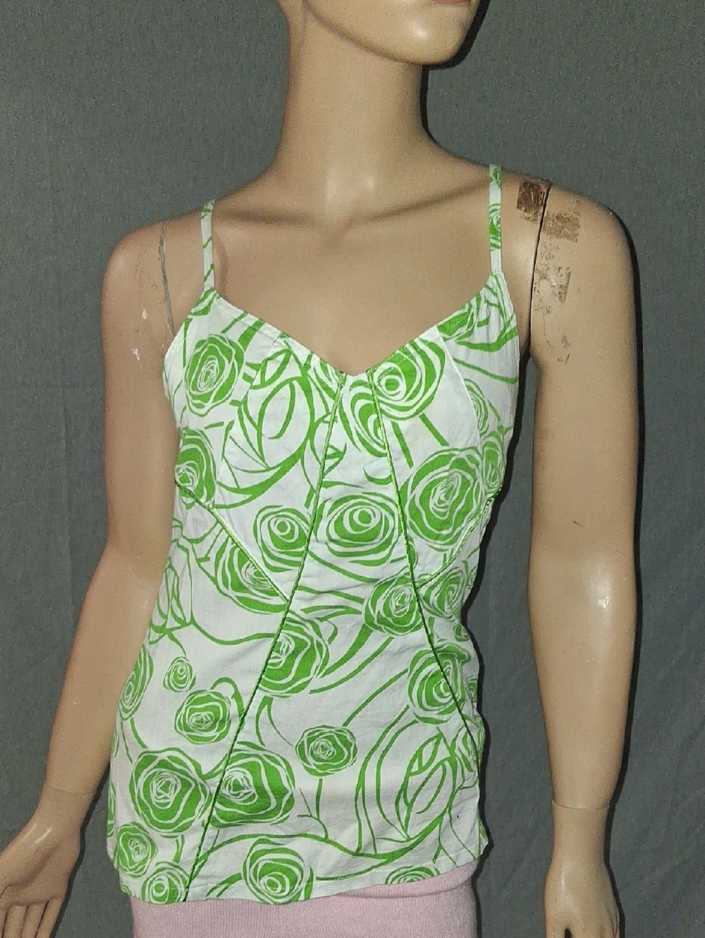 Green Floral Spaghetti-Strap Camisole - Women's Casual Top